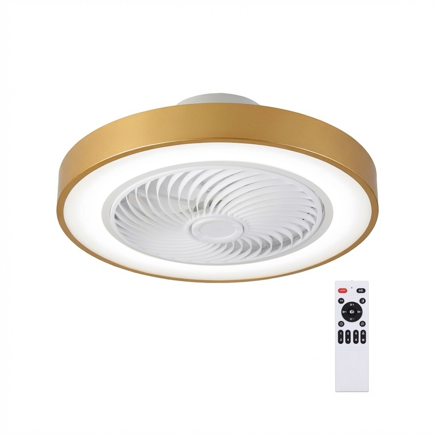 Brilagi - LED ściemnialna lampa sufitowa z wentylatorem LED/38W/230V 3000-6500K 3000-6500K śr. 50 cm złota + zdalne sterowanie