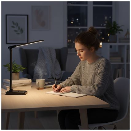 Brilagi - ściemniana lampka biurkowa LED MODO DUO LED/8W/5V 3000/4000/6500K czarna