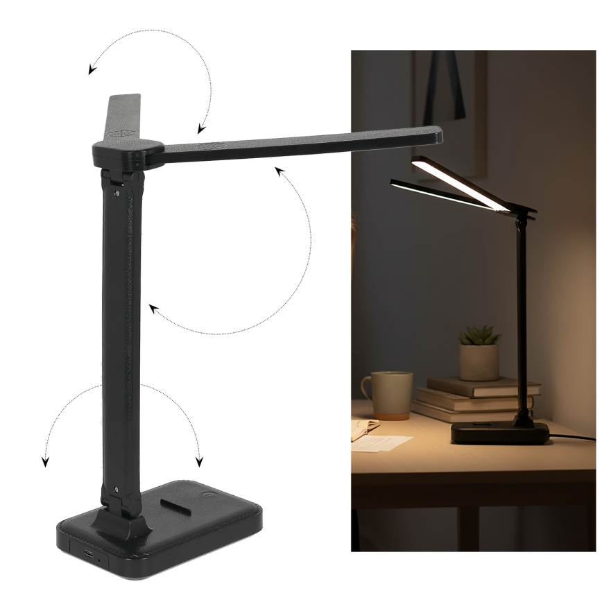 Brilagi - ściemniana lampka biurkowa LED MODO DUO LED/8W/5V 3000/4000/6500K czarna