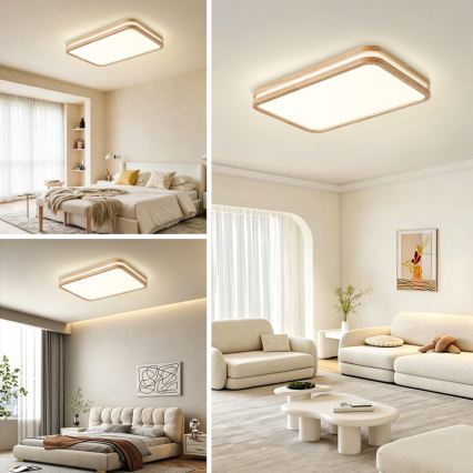 Brilagi - Ściemnialna lampa sufitowa LED MOLINA SQUARE LED/54W/230V 3000-6000K dąb 60x40 cm + zdalne sterowanie