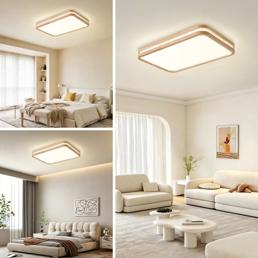 Brilagi - Ściemnialna lampa sufitowa LED MOLINA SQUARE LED/54W/230V 3000-6000K dąb 60x40 cm + zdalne sterowanie