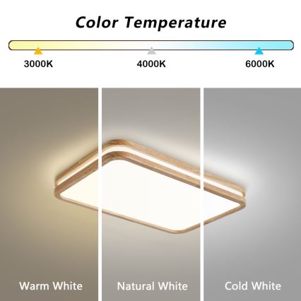 Brilagi - Ściemnialna lampa sufitowa LED MOLINA SQUARE LED/54W/230V 3000-6000K dąb 60x40 cm + zdalne sterowanie