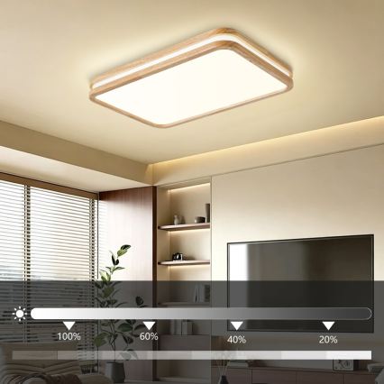 Brilagi - Ściemnialna lampa sufitowa LED MOLINA SQUARE LED/54W/230V 3000-6000K dąb 60x40 cm + zdalne sterowanie