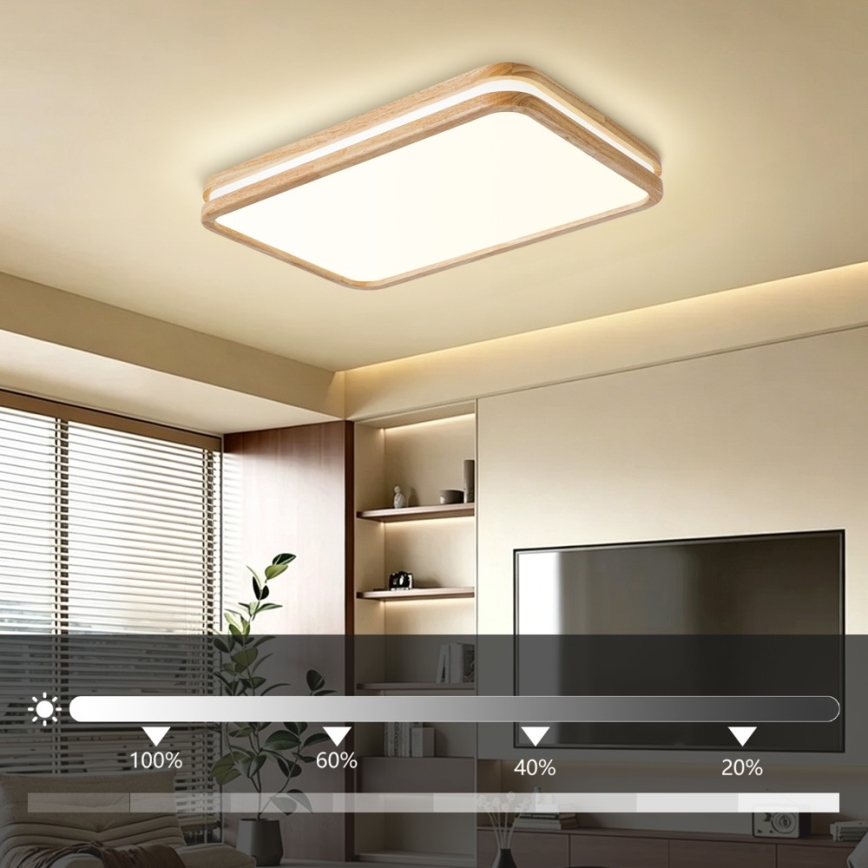Brilagi - Ściemnialna lampa sufitowa LED MOLINA SQUARE LED/54W/230V 3000-6000K dąb 60x40 cm + zdalne sterowanie