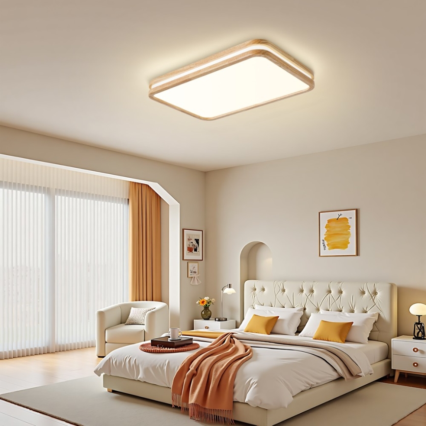 Brilagi - Ściemnialna lampa sufitowa LED MOLINA SQUARE LED/54W/230V 3000-6000K dąb 60x40 cm + zdalne sterowanie