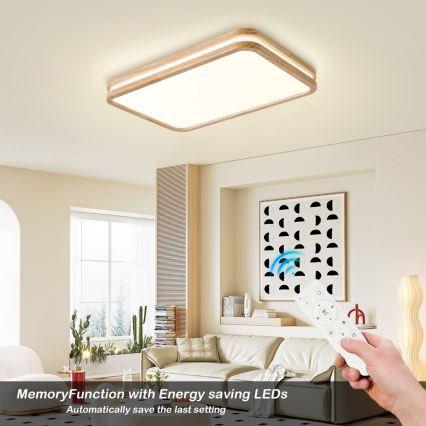 Brilagi - Ściemnialna lampa sufitowa LED MOLINA SQUARE LED/54W/230V 3000-6000K dąb 60x40 cm + zdalne sterowanie