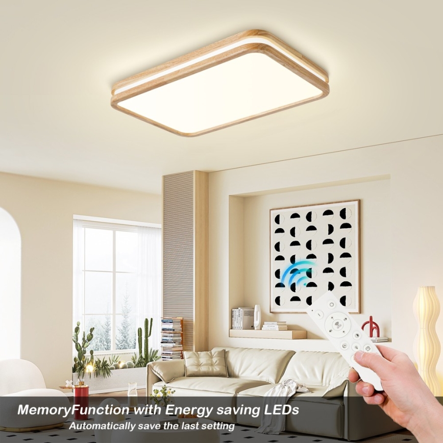 Brilagi - Ściemnialna lampa sufitowa LED MOLINA SQUARE LED/54W/230V 3000-6000K dąb 60x40 cm + zdalne sterowanie