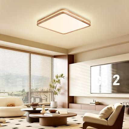 Brilagi - LED ściemnialna oprawa sufitowa MOLINA SQUARE LED/80W/230V 3000-6000K dąb 60x60 cm + pilot zdalnego sterowania