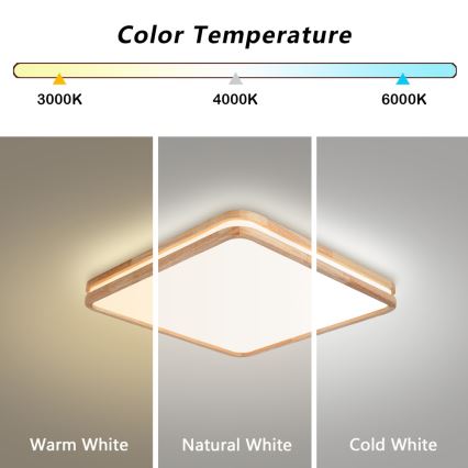 Brilagi - LED ściemnialna oprawa sufitowa MOLINA SQUARE LED/80W/230V 3000-6000K dąb 60x60 cm + pilot zdalnego sterowania
