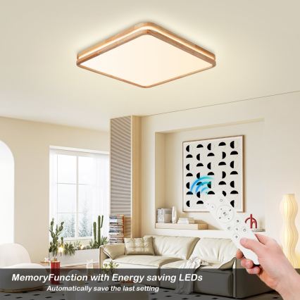 Brilagi - LED ściemnialna oprawa sufitowa MOLINA SQUARE LED/80W/230V 3000-6000K dąb 60x60 cm + pilot zdalnego sterowania