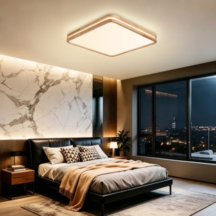 Brilagi - LED ściemnialna oprawa sufitowa MOLINA SQUARE LED/80W/230V 3000-6000K dąb 60x60 cm + pilot zdalnego sterowania