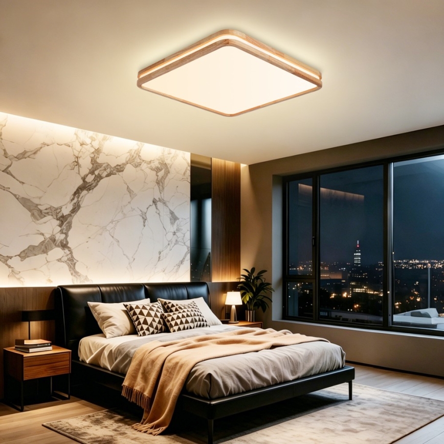 Brilagi - LED ściemnialna oprawa sufitowa MOLINA SQUARE LED/80W/230V 3000-6000K dąb 60x60 cm + pilot zdalnego sterowania