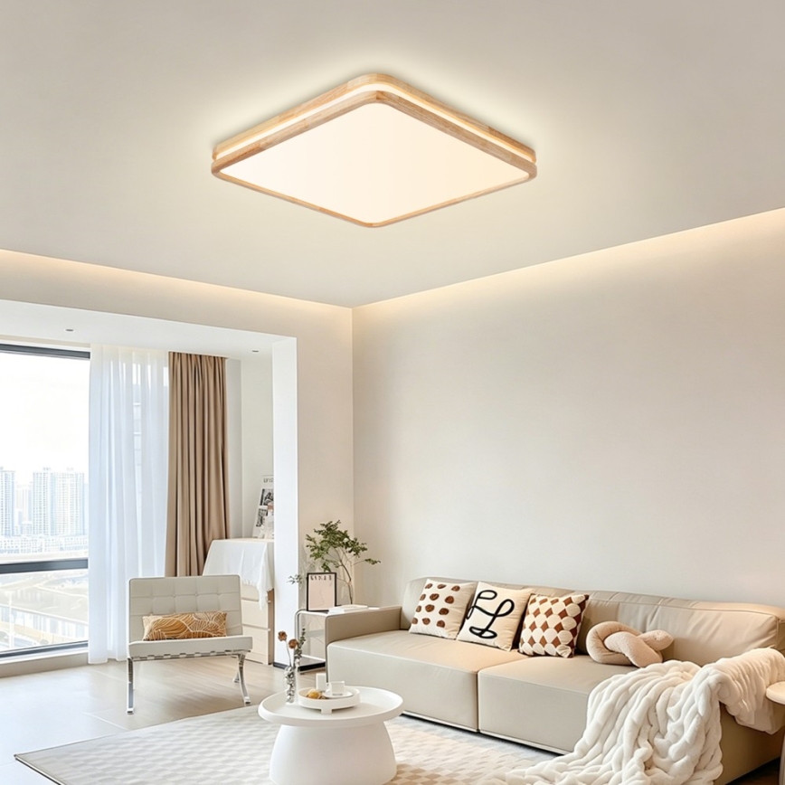 Brilagi - LED ściemnialna oprawa sufitowa MOLINA SQUARE LED/80W/230V 3000-6000K dąb 60x60 cm + pilot zdalnego sterowania