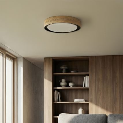 Brilagi - Ściemnialna lampa sufitowa LED COCI LED/48W/230V 3000-6500K śr. 39 cm dekor drewna/czarny + zdalne sterowanie