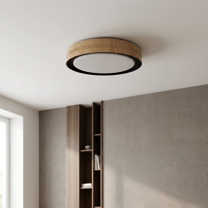 Brilagi - Ściemnialna lampa sufitowa LED COCI LED/48W/230V 3000-6500K śr. 39 cm dekor drewna/czarny + zdalne sterowanie
