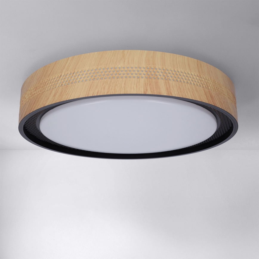 Brilagi - Ściemnialna lampa sufitowa LED COCI LED/48W/230V 3000-6500K śr. 39 cm dekor drewna/czarny + zdalne sterowanie