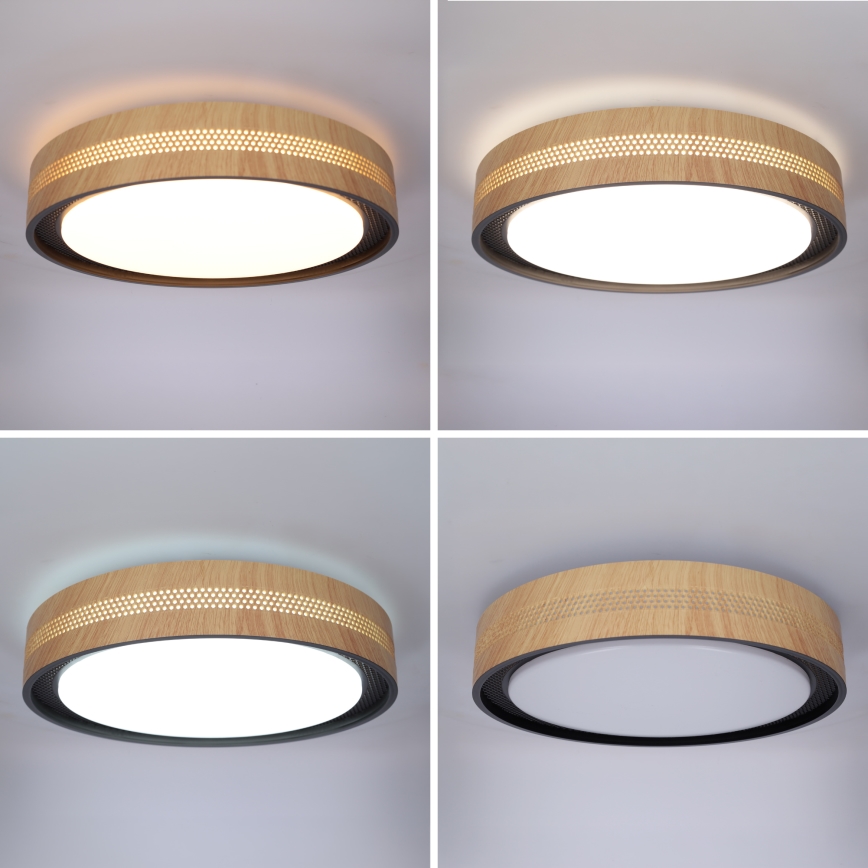 Brilagi - Ściemnialna lampa sufitowa LED COCI LED/48W/230V 3000-6500K śr. 39 cm dekor drewna/czarny + zdalne sterowanie