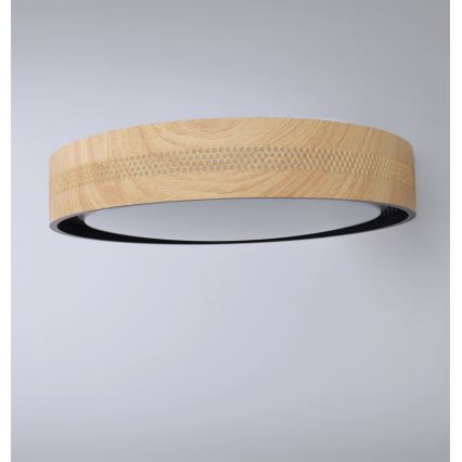 Brilagi - Ściemnialna lampa sufitowa LED COCI LED/48W/230V 3000-6500K śr. 39 cm dekor drewna/czarny + zdalne sterowanie