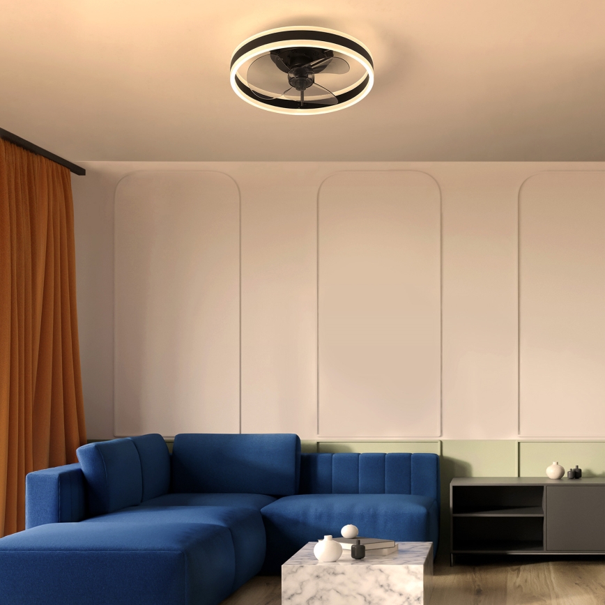 Brilagi - LED Ściemniany plafon z wentylatorem LED/30W/230V 3000-6500K czarny + pilot zdalnego sterowania