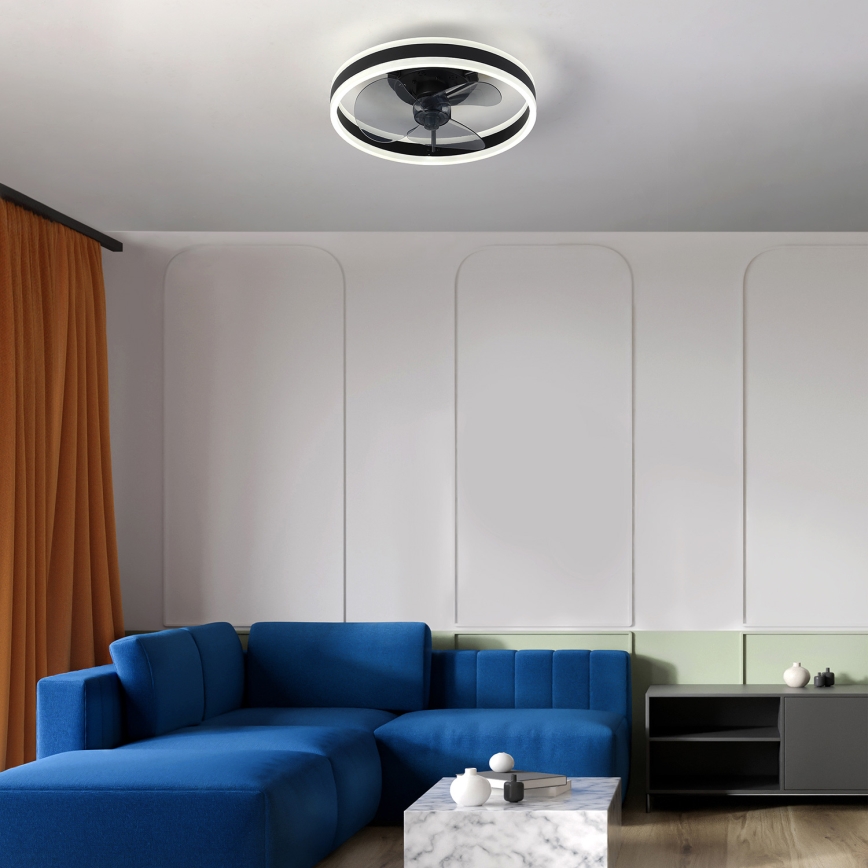 Brilagi - LED Ściemniany plafon z wentylatorem LED/30W/230V 3000-6500K czarny + pilot zdalnego sterowania