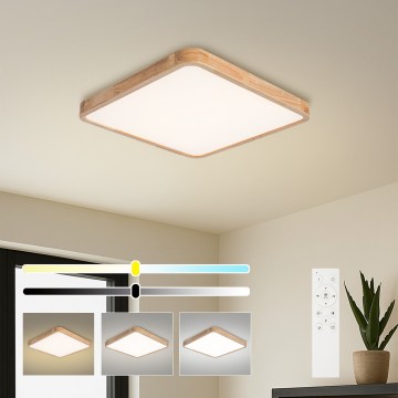Brilagi - Ściemniwalna lampa sufitowa WOODLINE SQUARE LED/80W/230V 3000-6000K dąb 60x60 cm + pilot zdalnego sterowania