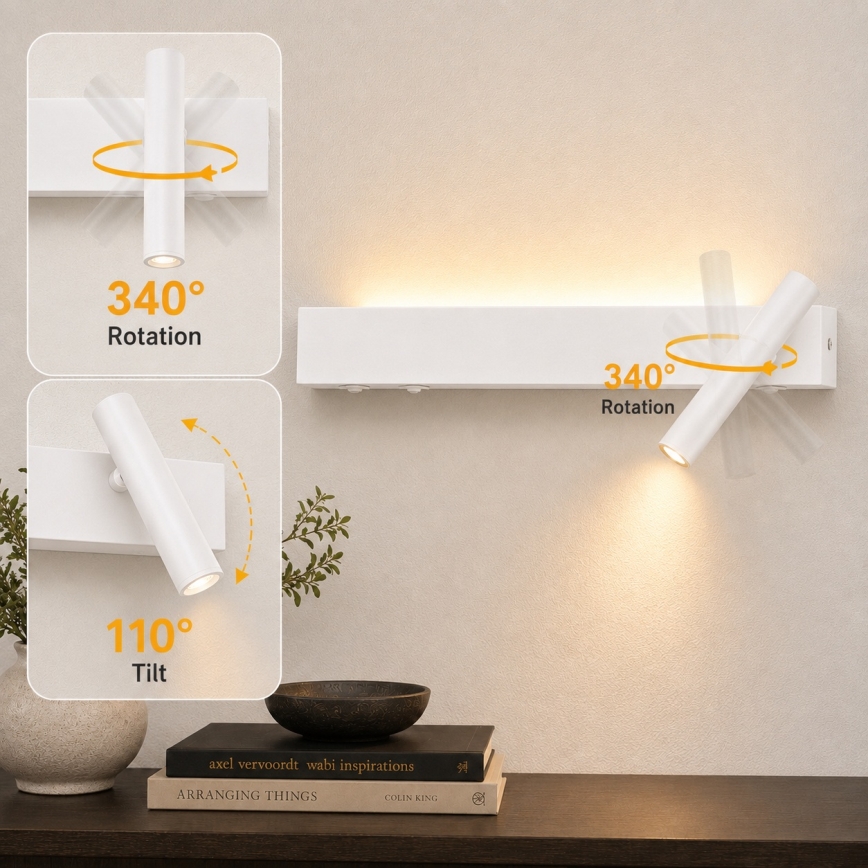 BRILAGI - Ścienna oprawa punktowa ARLIX LED/3W/230V + LED/7W biała CRI 90