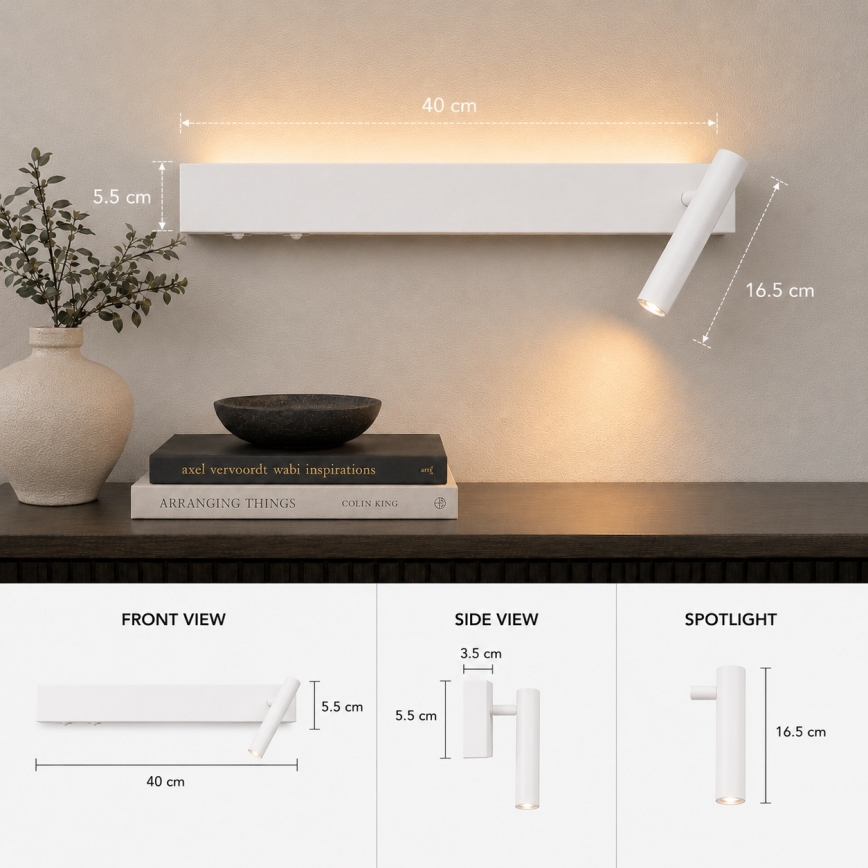 BRILAGI - Ścienna oprawa punktowa ARLIX LED/3W/230V + LED/7W biała CRI 90