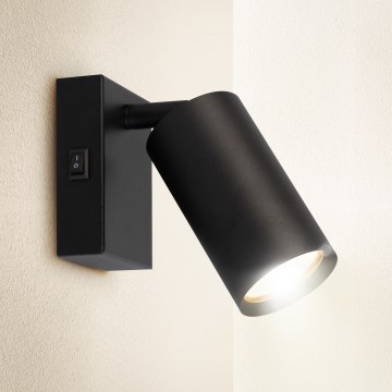 Brilagi - Ścienna oprawa punktowa z włącznikiem SELE 1xGU10/30W/230V czarna