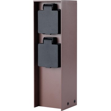 Brilagi - Słupek zewnętrzny PILLAR, 2 gniazda SCHUKO, 230 V, IP44, brązowy