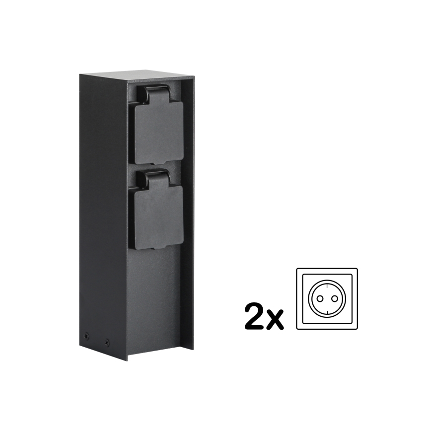 Brilagi - Słupek zewnętrzny z gniazdami PILLAR 2Z SCHUKO 230V IP44 czarny