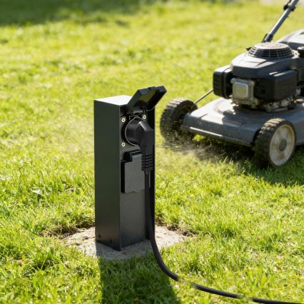 BRILAGI - Słupek zewnętrzny z gniazdami PILLAR 2Z SCHUKO 230V IP44 czarny