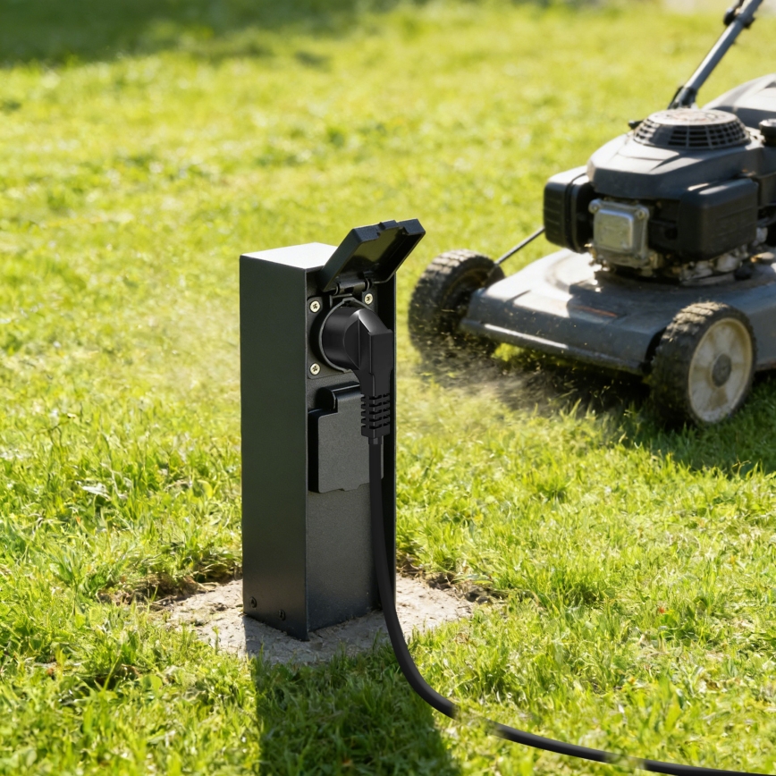 BRILAGI - Słupek zewnętrzny z gniazdami PILLAR 2Z SCHUKO 230V IP44 czarny