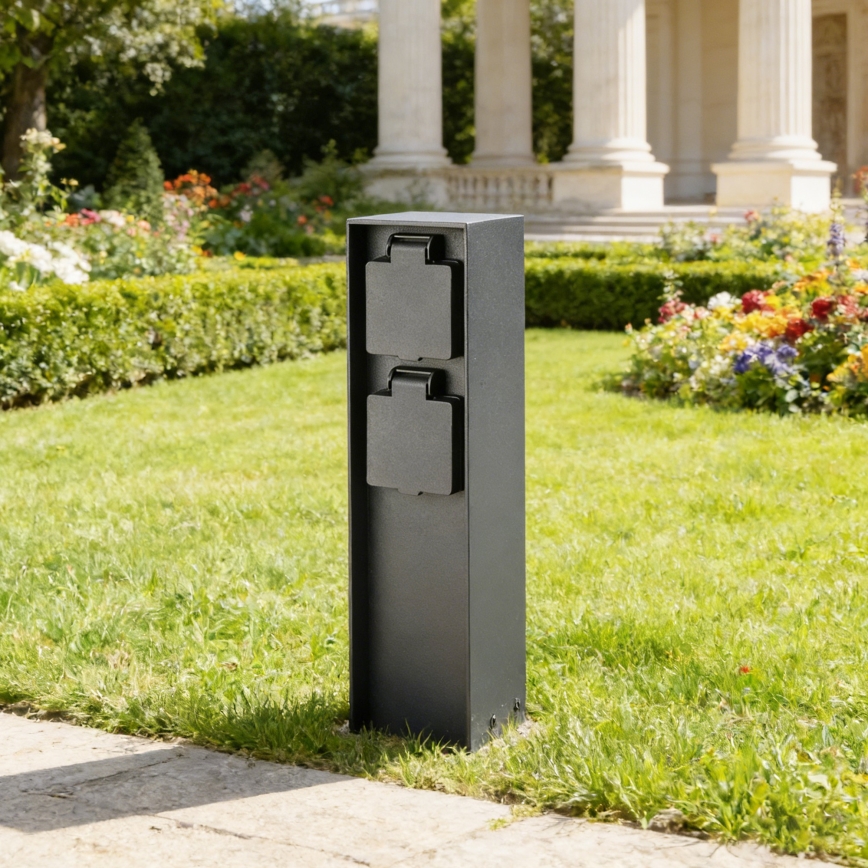 BRILAGI - Słupek zewnętrzny z gniazdami PILLAR 2Z SCHUKO 230V IP44 czarny