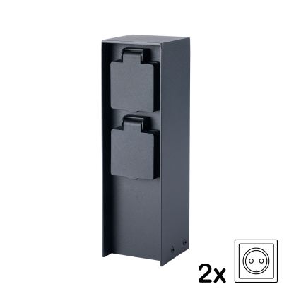 BRILAGI - Słupek zewnętrzny z gniazdami PILLAR 2Z SCHUKO 230V IP44 czarny