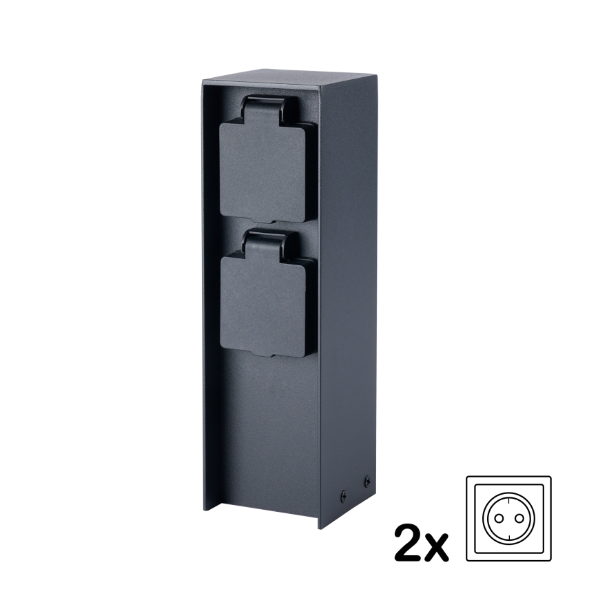 BRILAGI - Słupek zewnętrzny z gniazdami PILLAR 2Z SCHUKO 230V IP44 czarny