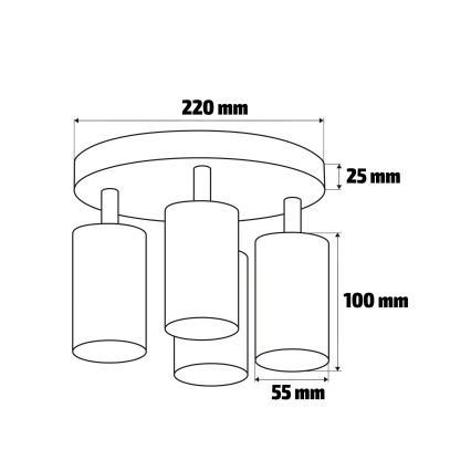 Brilagi - Spot łazienkowy SELE AQUA 4xGU10/30W/230V IP44 czarny