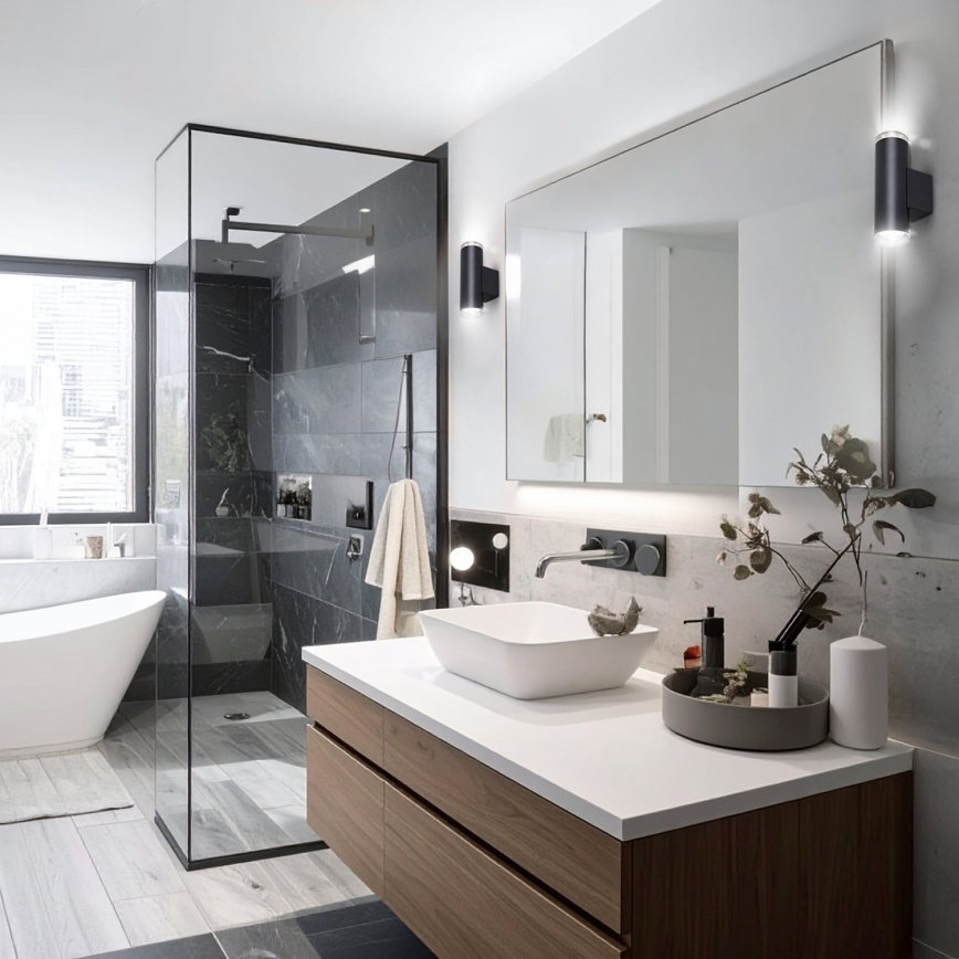 Brilagi - Oświetlenie punktowe naścienne do łazienki SELE AQUA 4xGU10/30W/230V IP44 czarny