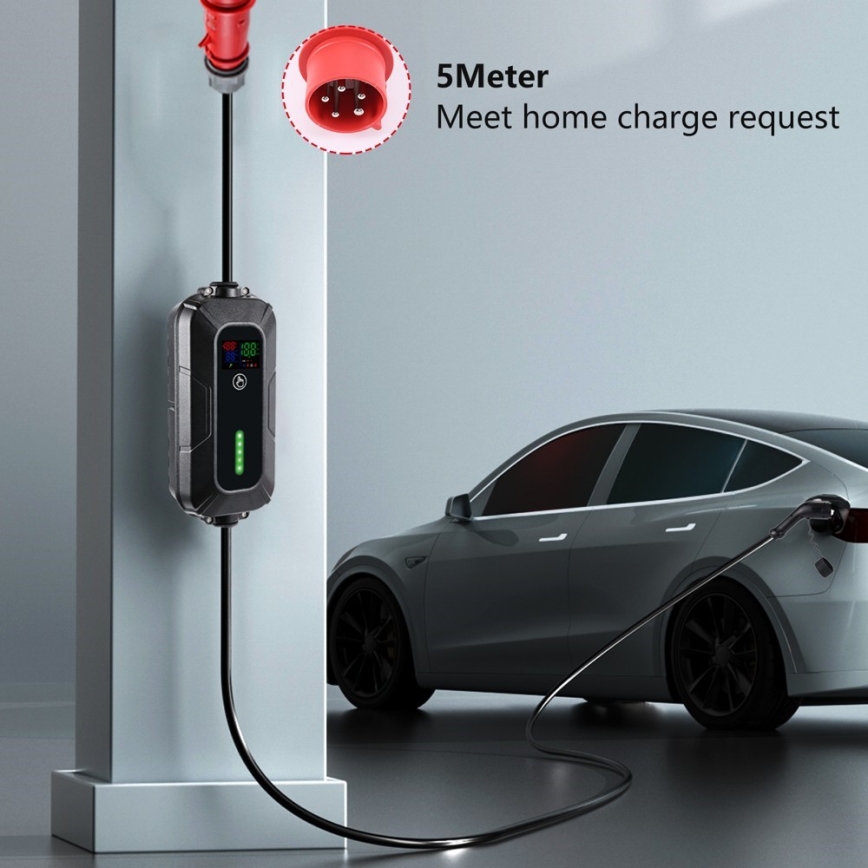 Brilagi - Podróżna stacja ładowania pojazdów elektrycznych do samochodów elektrycznych FAST AC Typ 2 16A/380V 11kW + wtyczka 230V, 3,7kW 5m + pokrowiec
