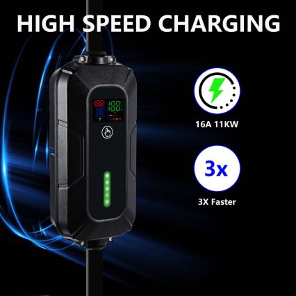 Brilagi - Podróżna stacja ładowania pojazdów elektrycznych do samochodów elektrycznych FAST AC Typ 2 16A/380V 11kW + wtyczka 230V, 3,7kW 5m + pokrowiec