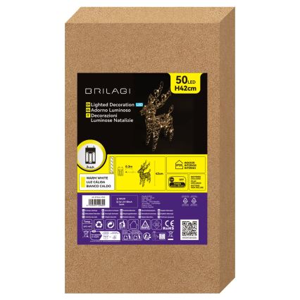BRILAGI - LED dekoracja świąteczna LED/3xAA 42 cm renifer ciepła biała/złota