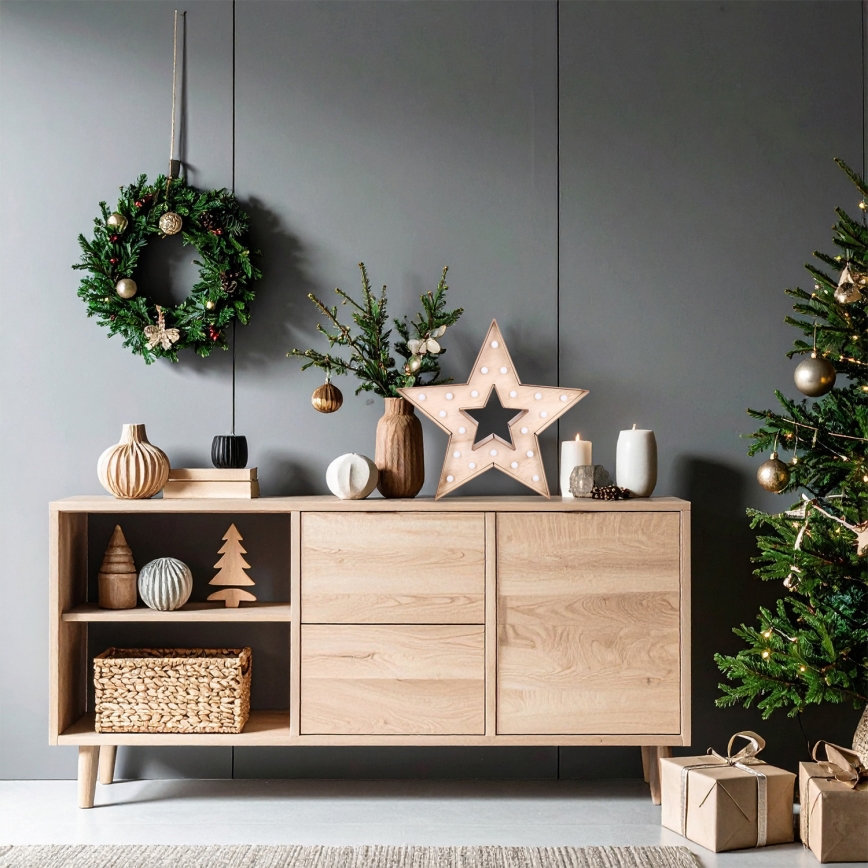 Brilagi - Świąteczna dekoracja LED, zasilanie 2×AA, 38×40 cm, gwiazda