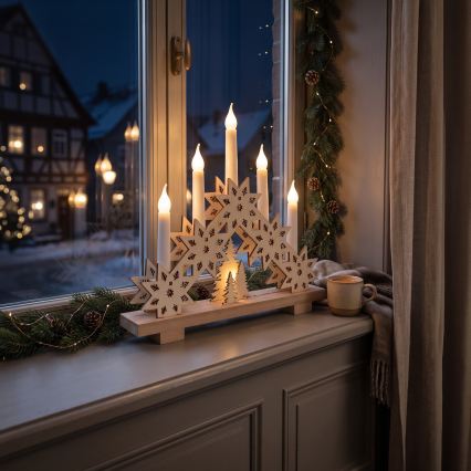 BRILAGI - Świąteczny świecznik LED 5xLED/2xAA beżowy