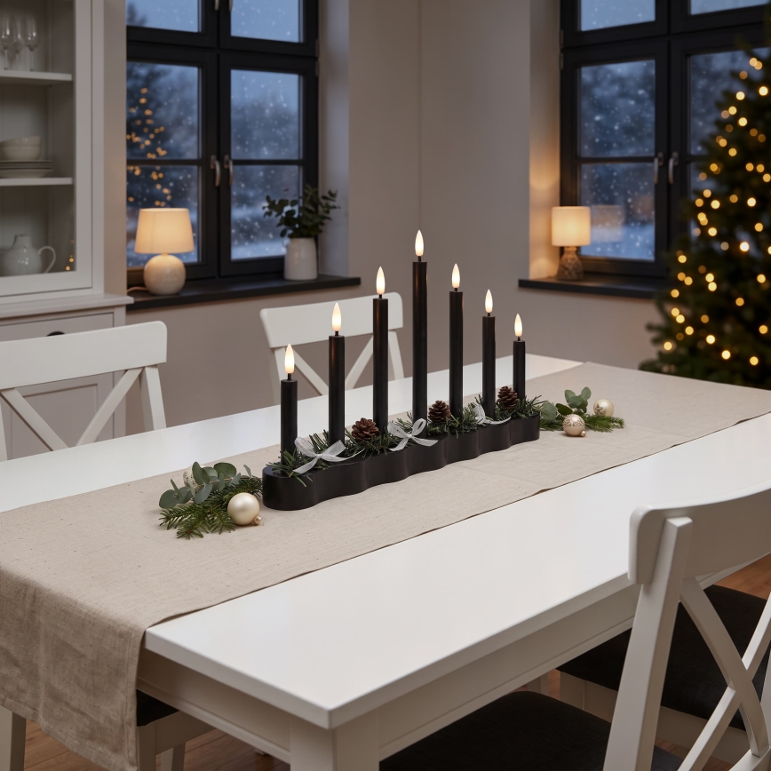 BRILAGI - Świąteczny świecznik LED 7xLED/2xAA czarny