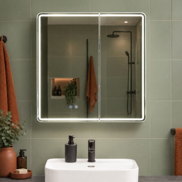 BRILAGI - Szafka łazienkowa z lustrem i podświetleniem LED NOTO DOUBLE 77x70 cm