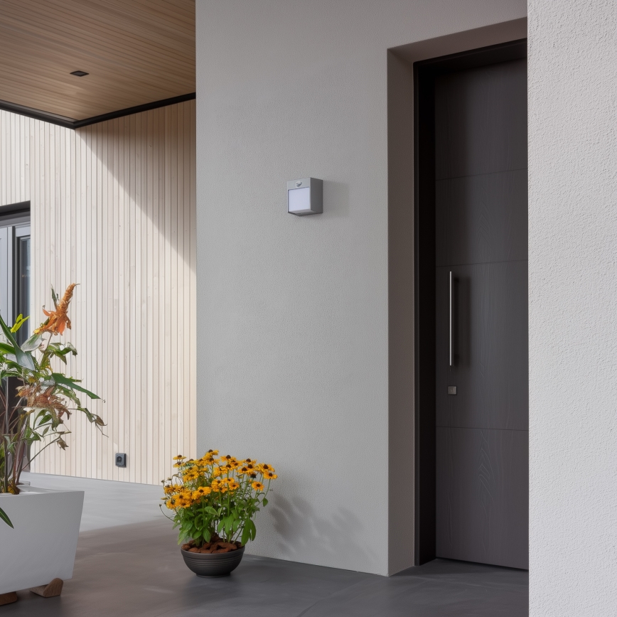 Brilagi - LED zewnętrzna lampa ścienna z czujnikiem TERNI LED/12W/230V szara IP44