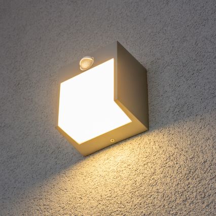 Brilagi - LED zewnętrzna lampa ścienna z czujnikiem TERNI LED/12W/230V szara IP44