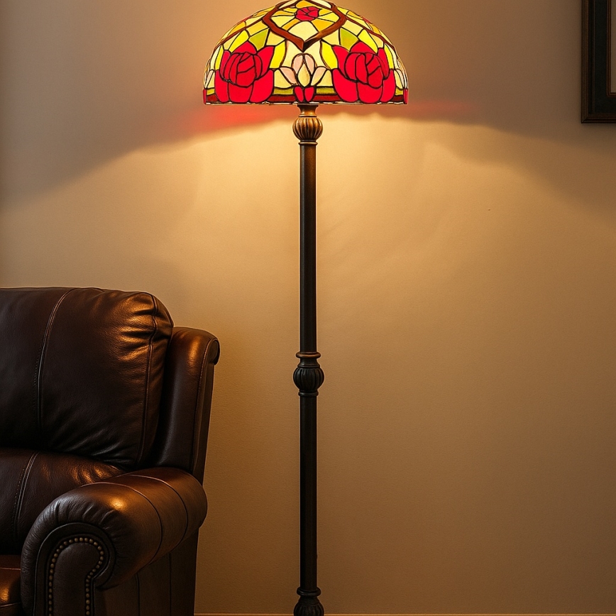 Brilagi - Tiffany witrażowa lampa podłogowa GARLAN 2xE27/60W/230V