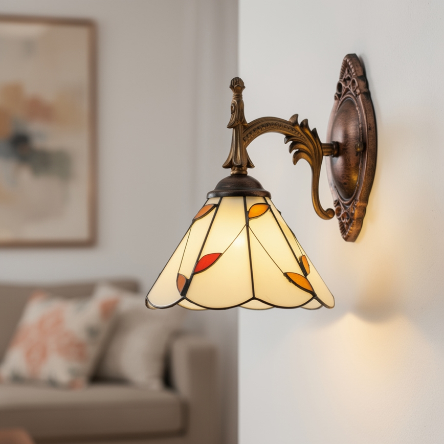 Brilagi - Tiffany witrażowa lampa ścienna FOLIA 1xE14/40W/230V