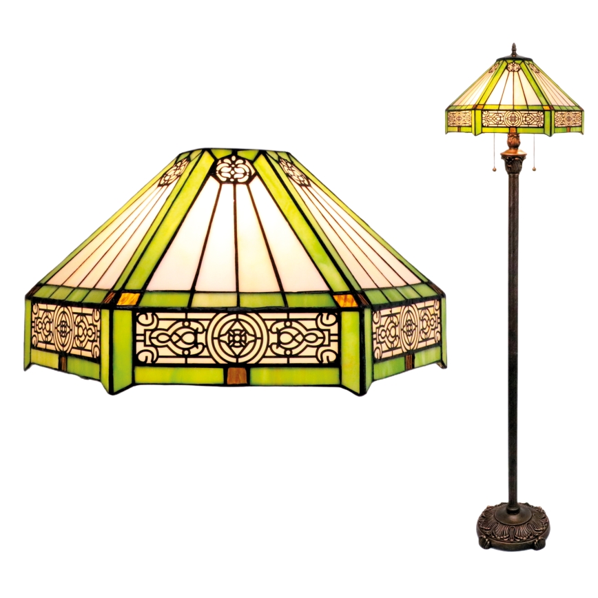 BRILAGI - Tiffany witrażowa lampa stojąca EMERALD 2xE27/60W/230V