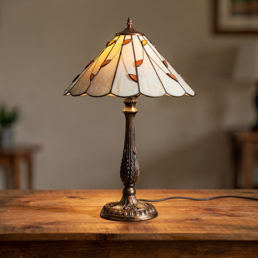Brilagi - Tiffany witrażowa lampa stołowa FOLIA 2xE27/60W/230V